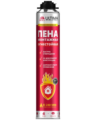 Пена огнестойкая ULTIMA PRO, 750 мл. Пена монтажная профессиональная. ULTIMA в Обнинске