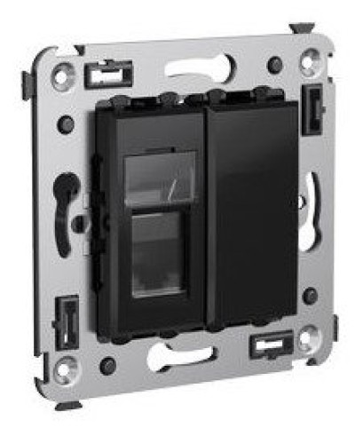 Розетка RJ-45 в стену Avanti одинарная черный квадрат (4402463). Розетка компьютерная. ДКС в Обнинске