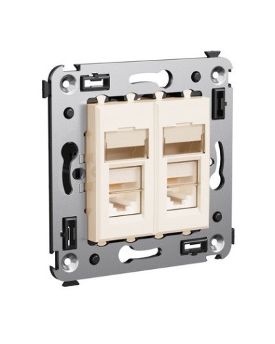 Розетка RJ-45 Avanti в стену двойная экранированная ванильная дымка (4405364). Розетка. ДКС в Обнинске