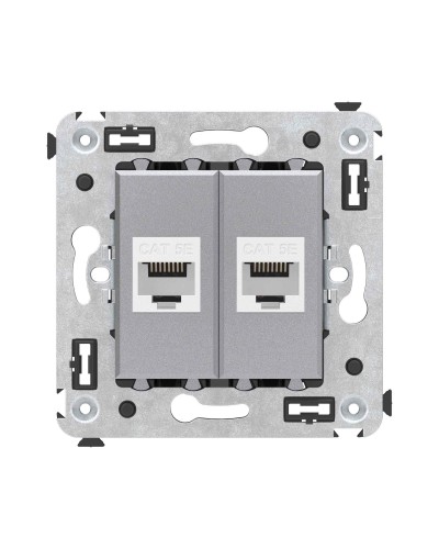 Розетка RJ-45 в стену, кат.5E, Avanti, двойная, закаленная сталь (4404664). Розетка компьютерная. ДКС в Обнинске