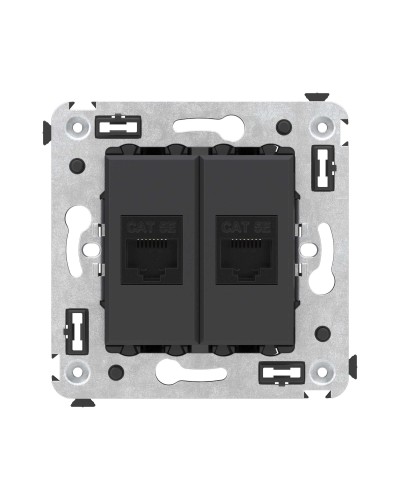 Розетка RJ-45 в стену, кат.5E, Avanti, двойная, черный матовый (4412664). Розетка компьютерная. ДКС в Обнинске