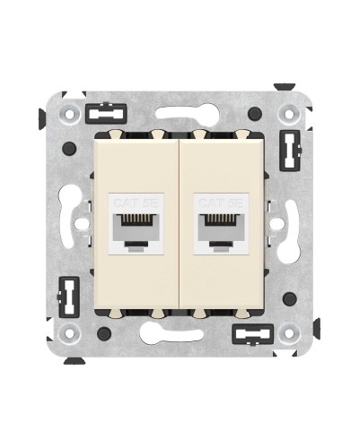 Розетка RJ-45 в стену, кат.5E, Avanti, двойная, ванильная дымка (4405664). Розетка компьютерная. ДКС в Обнинске