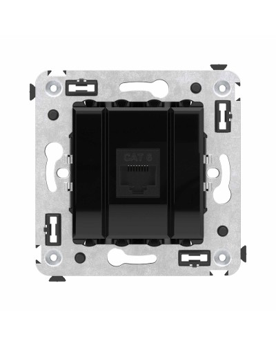 Розетка RJ-45 в стену, кат.6E, Avanti, одинарная, черный квадрат (4402693). Розетка компьютерная. ДКС в Обнинске