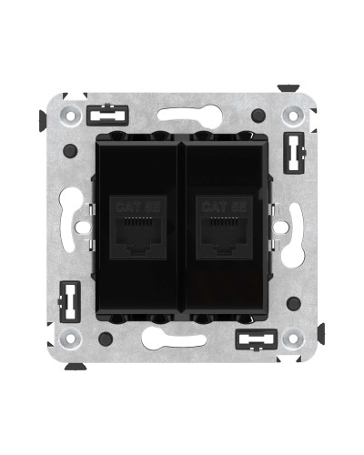 Розетка RJ-45 в стену, кат.5E, Avanti, двойная, черный квадрат (4402664). Розетка компьютерная. ДКС в Обнинске