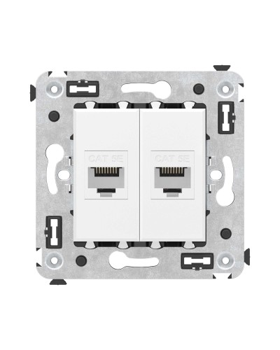 Розетка RJ-45 в стену, кат.5E, Avanti, двойная, белое облако (4400664). Розетка компьютерная. ДКС в Обнинске