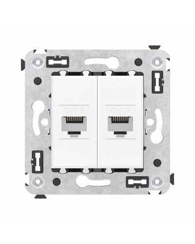 Розетка RJ-45 в стену, кат.6E, Avanti, двойная, белое облако (4400694). Розетка компьютерная. ДКС в Обнинске