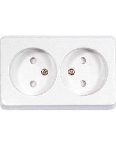 Розетка двойная открытой установки без з/к, бежевый, LK Standard (813601). Розетка без заземляющих контактов с защитными шторками. Экопласт в Обнинске