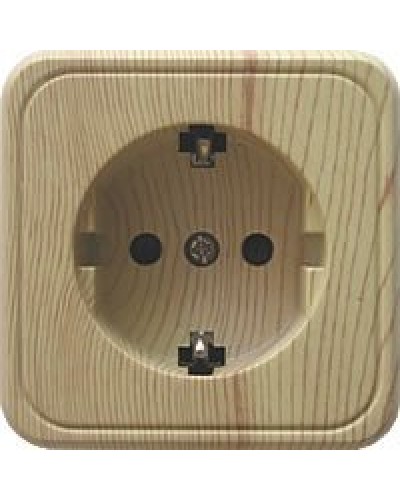 Розетка одинарная открытой установки с з/к, сосна, LK Standard (813225). Розетка с заземляющими контактами и защитными шторками. Экопласт в Обнинске