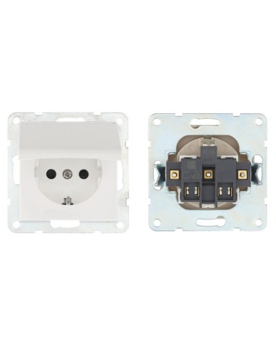 Розетка с з/к, шторками и крышкой, белый LK80 (843404-1). Розетка. Экопласт в Обнинске