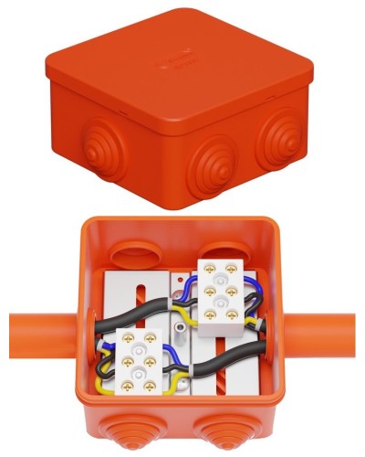 Коробка JBS080 85х85х50, 6 вых., 4P (0,15-10,0 мм²) (43311HF). Коробка монтажная, огнестойкая, без галогена. Экопласт в Обнинске