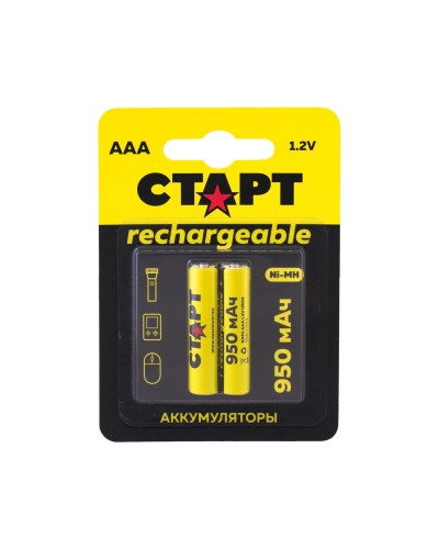 СТАРТ HR03 (AAA, 950mah), упак. 2 шт. БЛИСТЕР. Перезаряжаемые аккумуляторы. СТАРТ в Обнинске