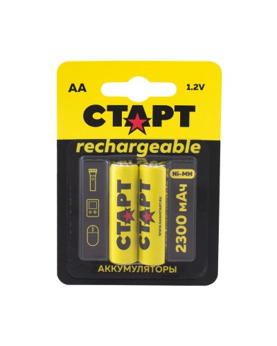 СТАРТ HR6 (AA, 2300 mah), упак. 2 шт. БЛИСТЕР. Перезаряжаемые аккумуляторы. СТАРТ в Обнинске