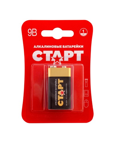 СТАРТ 6LR61-BL1 (9 В, Крона,  6LR61), БЛИСТЕР. Алкалиновая батарейка. СТАРТ в Обнинске